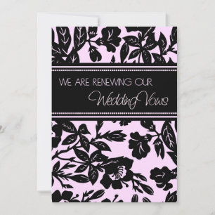 Pink Black Wedding Vow Renewal Invitation Card