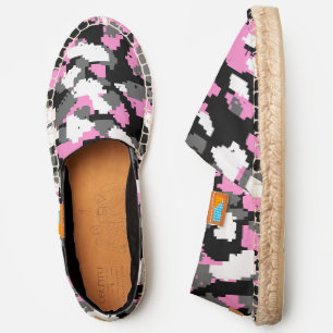 Pink, black, white and Gray Camo abstract 2 Espadrilles