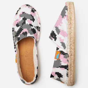 Pink, black, white and Gray Camo abstract Espadrilles