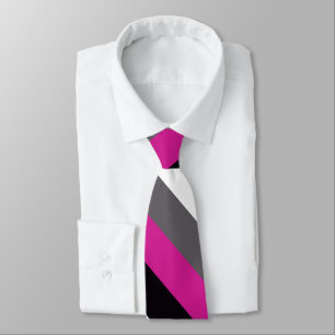 Pink, Black, White and Gray Stripes Neck Tie