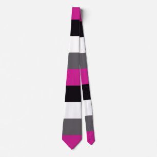 Pink, Black, White and Gray Stripes Neck Tie