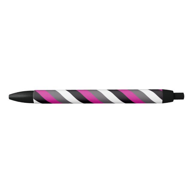 Pink, Black, White and Gray Stripes  Pen (Front)