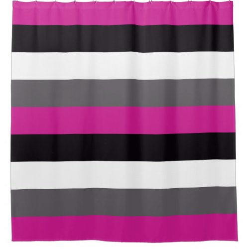 Pink Black White and Gray Stripes  Shower Curtain