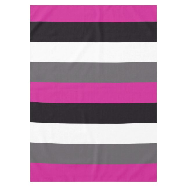 Pink, Black, White and Gray Stripes  Tablecloth (Front)