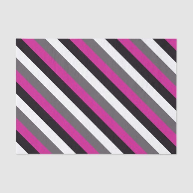 Pink, Black, White and Gray Stripes  Tissue Paper (Front)