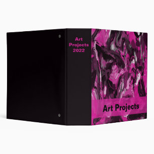 Pink, Black, White and Gray Swirls   3 Ring Binder