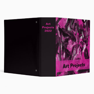Pink, Black, White and Gray Swirls 3 Ring Binder