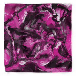 Pink, Black, White and Gray Swirls Bandana