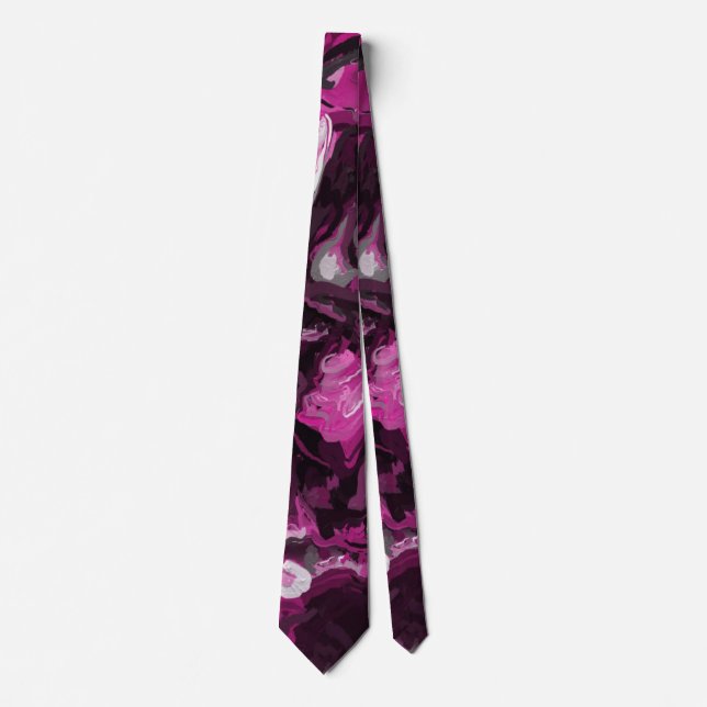 Pink, Black, White and Gray Swirls Neck Tie (Front)
