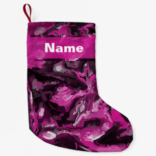 Pink, Black, White and Gray Swirls Small Christmas Stocking