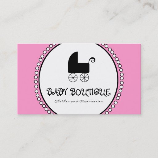 Customizable Pink Black White Baby Boutique Business Cards