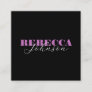 Pink Black & White Bold Script Photo Typography Square Business Card