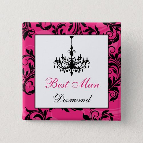 Pink Black White Chandelier Best Man Pin