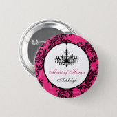 Pink Black White Chandelier Maid of Honor Pin (Front & Back)