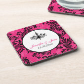 Pink Black White Chandelier Scroll Coaster Set (6) (Left Side)
