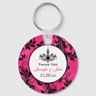 Pink Black White Chandelier Scroll Keychain Favor