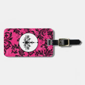 Pink Black White Chandelier Scroll Luggage Tag (Front Horizontal)