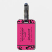 Pink Black White Chandelier Scroll Luggage Tag (Back Vertical)