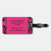 Pink Black White Chandelier Scroll Luggage Tag (Back Horizontal)