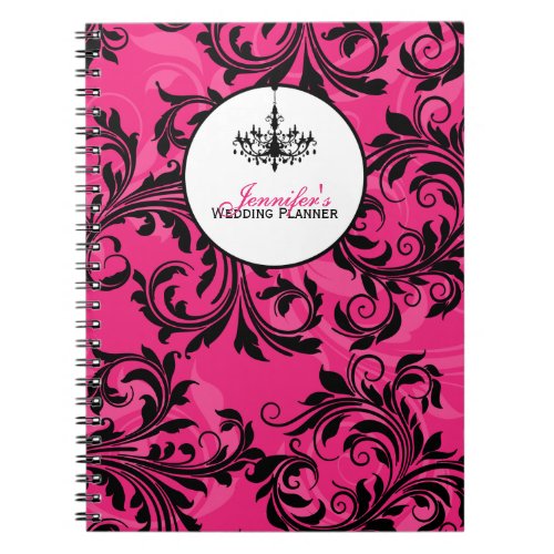 Pink Black White Chandelier Scroll Notebook