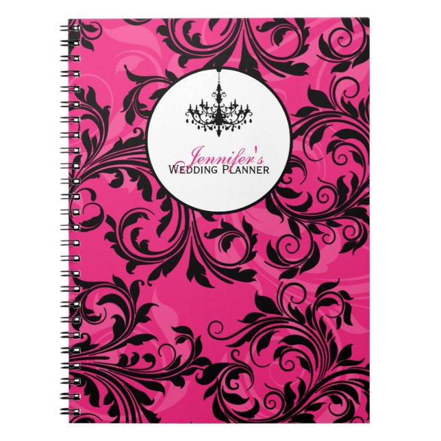 Pink Black White Chandelier Scroll Notebook (Front)