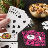Pink Black White Chandelier Scroll Playing Cards (In Situ)