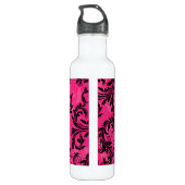 Pink Black White Chandelier Scroll Water Bottle (Back)