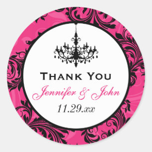 Pink Black White Chandelier Scroll Wedding Sticker