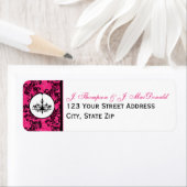 Pink Black White Chandelier, Scrolls Address Label (Insitu)