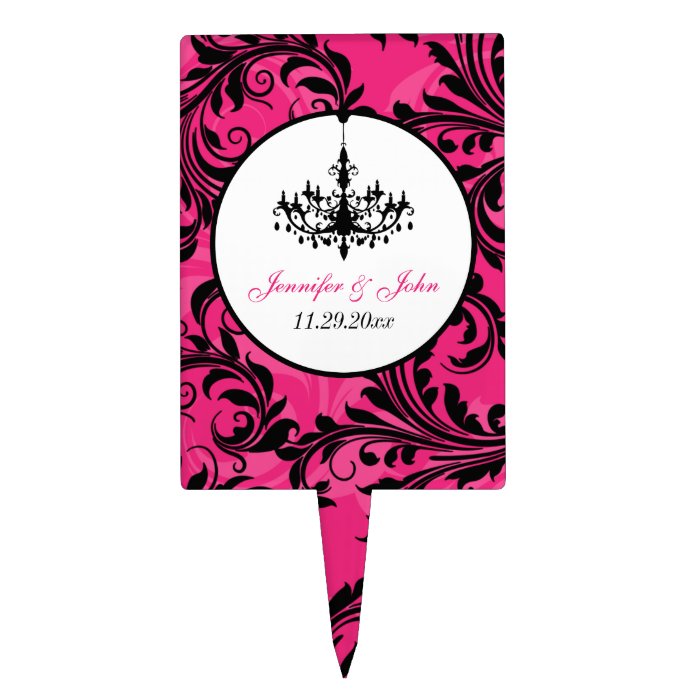 Pink Black White Chandelier, Scrolls Cake Pick 2