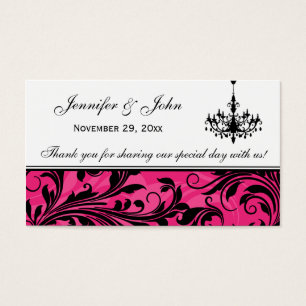 Pink Black White Chandelier Wedding Favor Tag