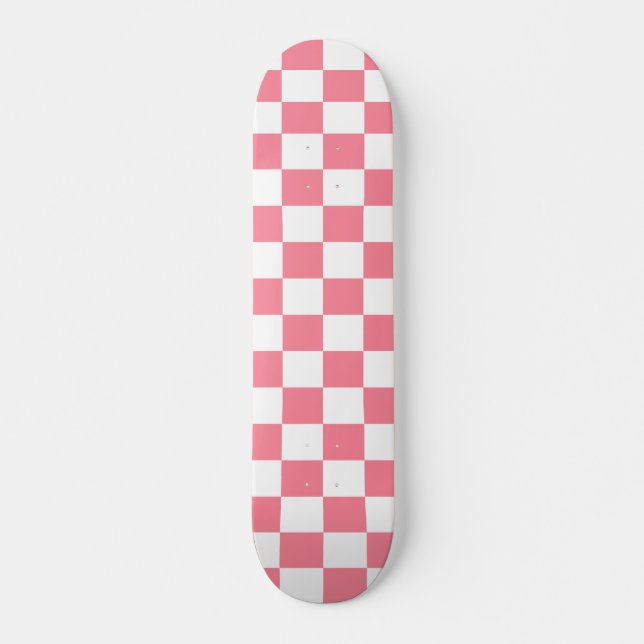 Pink Black & White Checkered Skateboard Deck (Front)