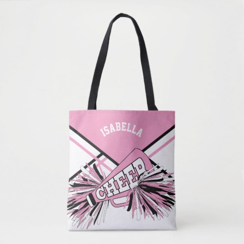 Pink Black  White Cheerleader Design Tote Bag