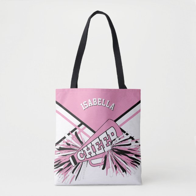 Pink, Black & White Cheerleader Design Tote Bag (Front)
