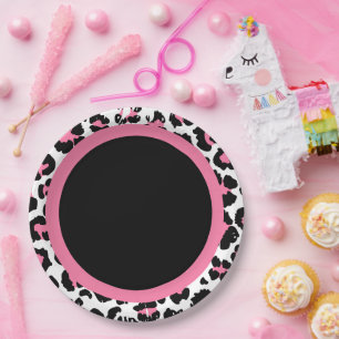 Pink Black & White Cheetah Print Paper Plates