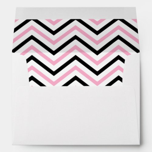 Pink Black White Chevron Lined Envelopes