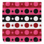 Pink Black White Circle Stars Stripes Design  Bandana
