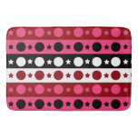 Pink Black White Circle Stars Stripes Design  Bath Mat