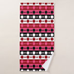 Pink Black White Circle Stars Stripes Design  Bath Towel