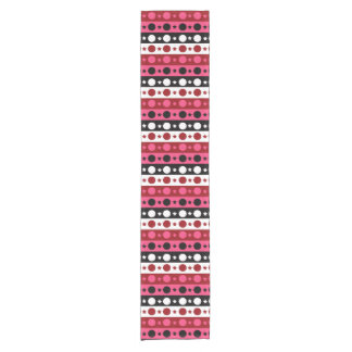 Pink Black White Circle Stars Stripes Design  Short Table Runner