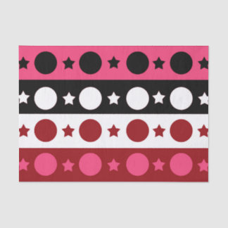Pink Black White Circle Stars Stripes Design  Tissue Paper