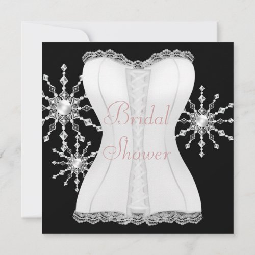 Pink Black White Corset Snowflakes Bridal Shower Invitation