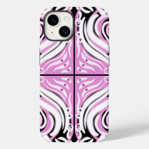 Pink Black White Curvy Abstract Pattern  Case_Mate iPhone 14 Case