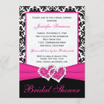 Pink Black White Damask Bridal Shower Invite by NiteOwlStudio at Zazzle