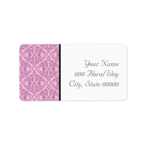 Pink Black White Damask Wedding Address Lables Label