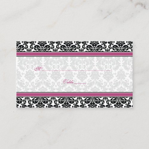 Pink, Black, White Damask Wedding Place Cards Business Cards