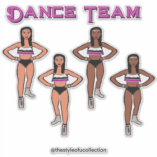 Pink Black White  Dancers Sticker (Front)