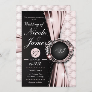 Pink Black & White Elegant Luxury Wedding Or Event Invitation