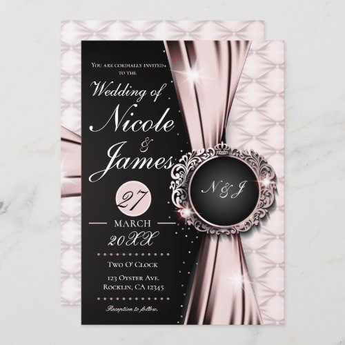 Pink Black  White Elegant Luxury Wedding Or Event Invitation