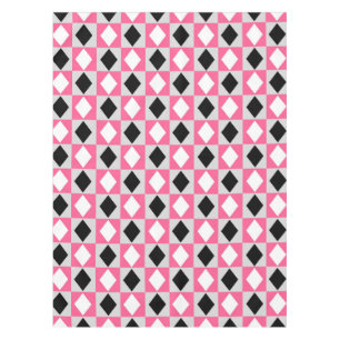 Pink Black White Geometric Rhombus Diamond Tablecloth